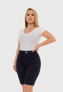 Bermuda Sarja Lycra Preto