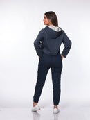 Jaqueta Cropped de Sarja em Algodão Azul