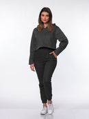 Jaqueta Cropped de Sarja em Algodão Verde