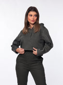 Jaqueta Cropped de Sarja em Algodão Verde