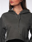 Jaqueta Cropped de Sarja em Algodão Verde