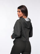 Jaqueta Cropped de Sarja em Algodão Verde