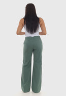 Calça Wide Leg em Sarja Verde