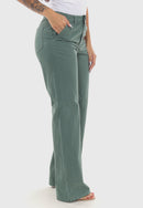 Calça Wide Leg em Sarja Verde