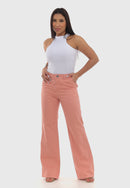 Calça Wide Leg em Sarja Rose