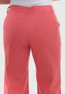 Calça Wide Leg em Sarja Coral