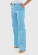 Calça Wide Leg em Sarja Azul Claro