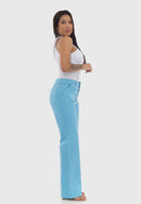 Calça Wide Leg em Sarja Azul Claro