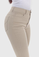 Calça Sarja Lycra Bege Claro