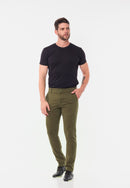 Calça Slim em Sarja Elastano Verde