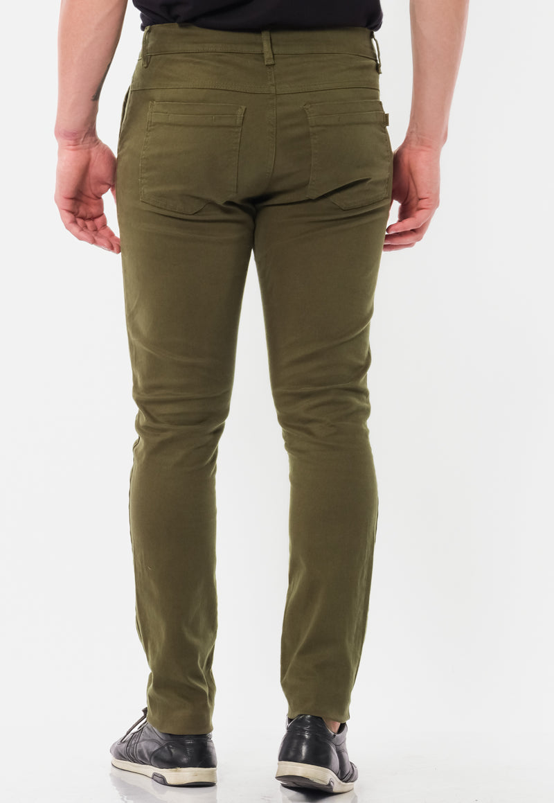 Calça Slim em Sarja Elastano Verde