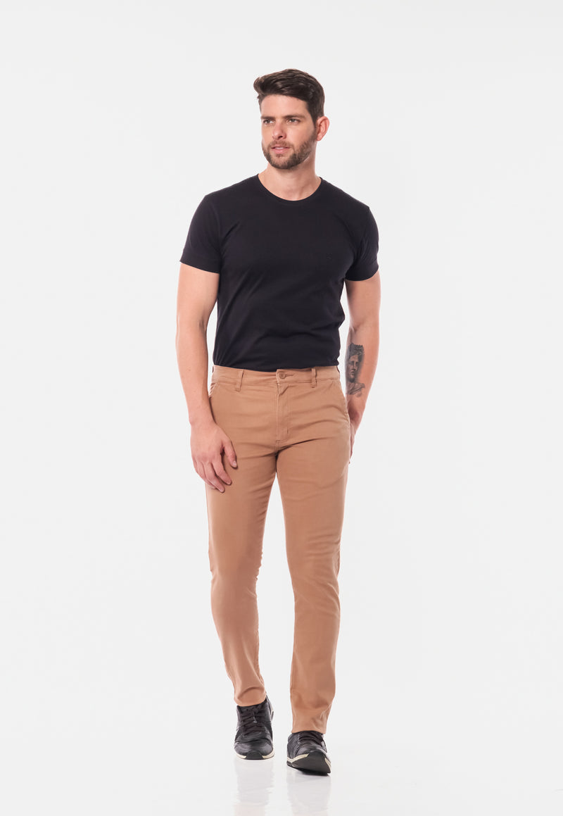 Calça Slim em Sarja Elastano Caki