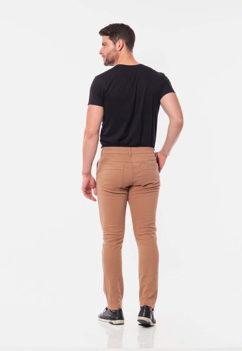 Calça Slim em Sarja Elastano Caki