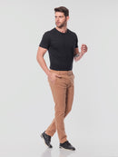 Calça Slim em Sarja Elastano Caqui