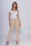 Calça Skinny em Sarja Elastano Creme Claro