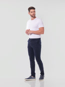 Calça Slim em Sarja Elastano Azul Marinho