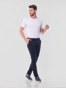 Calça Slim em Sarja Elastano Azul Marinho