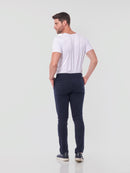 Calça Slim em Sarja Elastano Azul Marinho