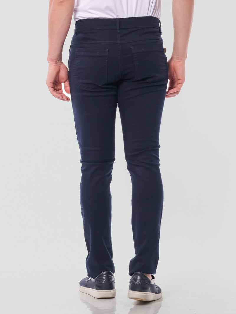 Calça Slim em Sarja Elastano Azul Marinho