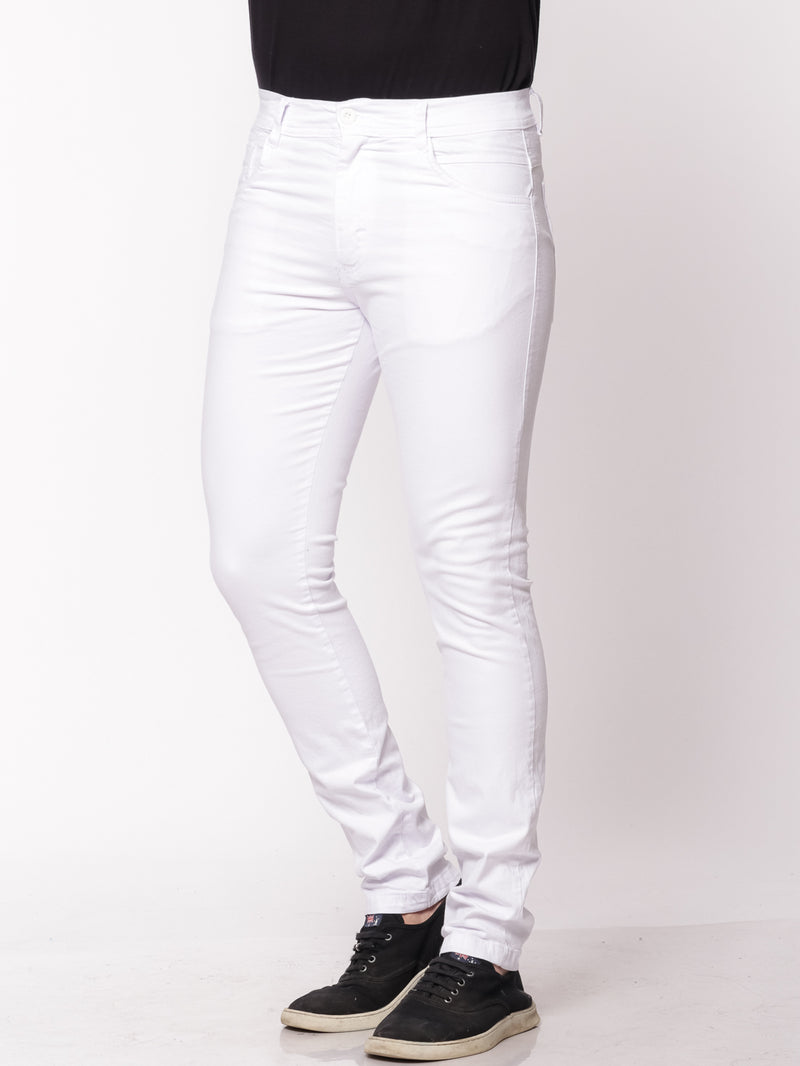Skinny em Sarja Elastano Branca