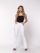 Calça Flare em Sarja Lycra Branca