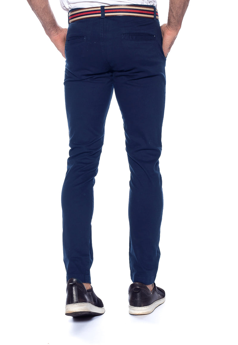 Calça Slim em Sarja Elastano Azul Cobalto