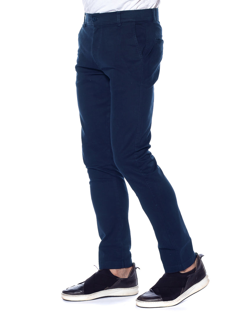 Calça Slim em Sarja Elastano Azul Cobalto
