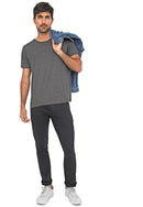 Calça Slim em Sarja Elastano Cinza