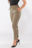 Calça Sarja com Elástico no Cós Bege Escuro