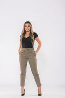 Calça Sarja com Elástico no Cós Bege Escuro