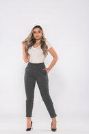 Calça Sarja com Elástico no Cós Chumbo