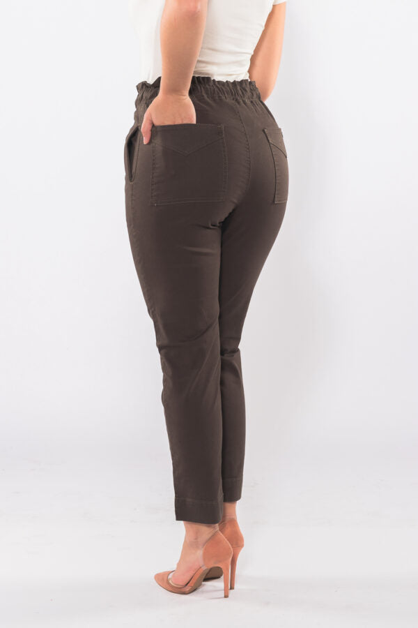 Calça Sarja Lycra com Elástico no Cós Verde