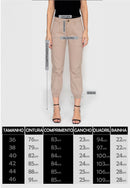 Calça Jogger em Sarja Lycra Bege Claro